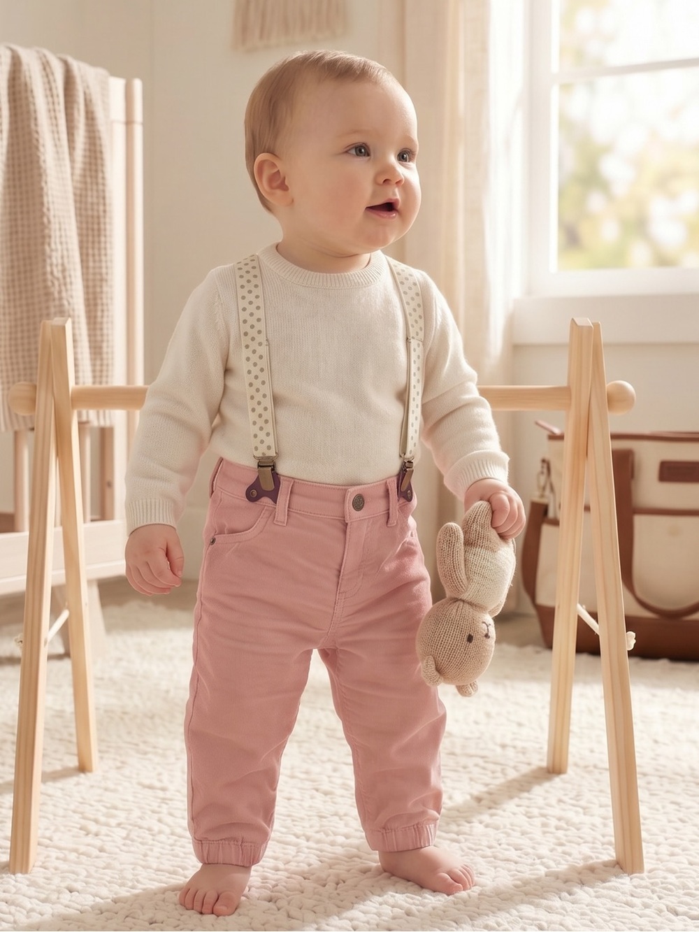 Toddler Pink Elastic-Cuff Casual Pants